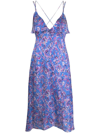 Isabel Marant Paysa Printed Silk-blend Midi Dress In Blue