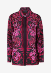 Versace Silk Twill Orchids Print Formal Shirt In Multicolor