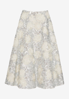 Valentino Midi Skirt In Embroidered Organza Woman Silver 38 In Silver