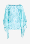 Etro Printed Asymmetric Poncho In Blue