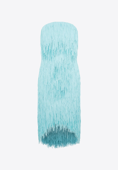 Bottega Veneta Fringed Midi Dress In Blue