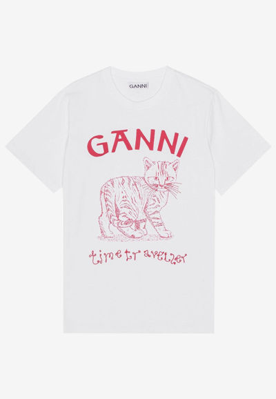 Ganni Short Sleeve Relaxed Future T-shirt In White