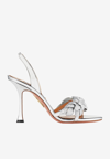 Aquazzura Galactic Flower 95 Embellished Sandals In Silver