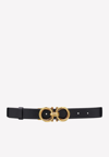 Ferragamo Gancini Buckle Belt In Calf Leather In Black