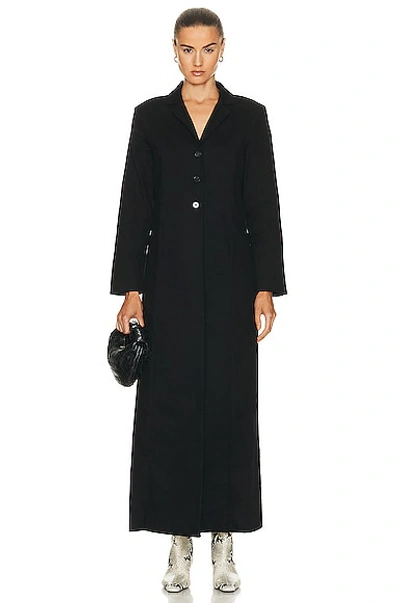 Nour Hammour Lydia Stretch Denim Fit & Flare Coat In Black