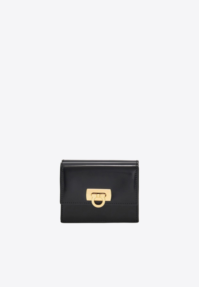 Ferragamo Gancini Compact Wallet In Black