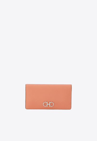 Ferragamo Gancini Continental Wallet In Red