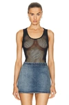 Alaïa Fishnet Bodysuit In Minuit