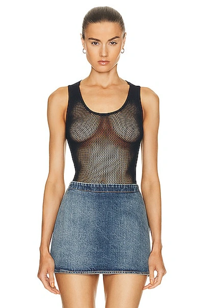 Alaïa Fishnet Bodysuit In Minuit