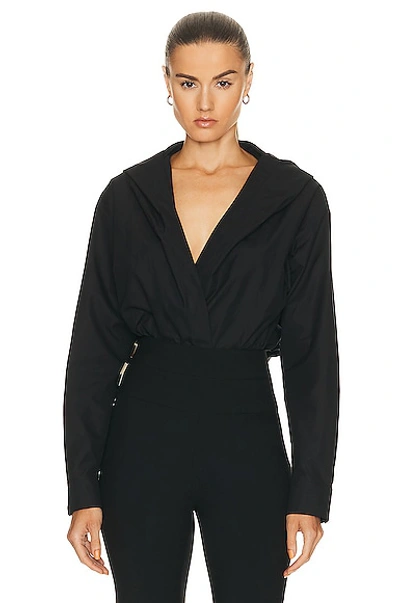 Alaïa Hooded Bodysuit In Noir