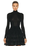 Alaïa Black Shiny Crinoline Turtleneck In Noir Ala?a