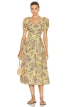 Ulla Johnson Golda Floral Cotton Puff-sleeve Midi Dress In Calla Lily