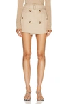 Burberry Gabardine Mini Trench Skirt In Soft Fawn