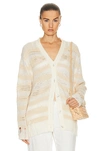 Acne Studios Striped Distressed Cardigan With In Off White & Ecru