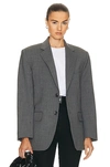 Nili Lotan Boyfriend Wool Blazer Jacket In Heather Grey