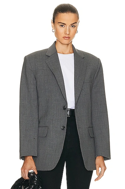 Nili Lotan Boyfriend Wool Blazer Jacket In Heather Grey