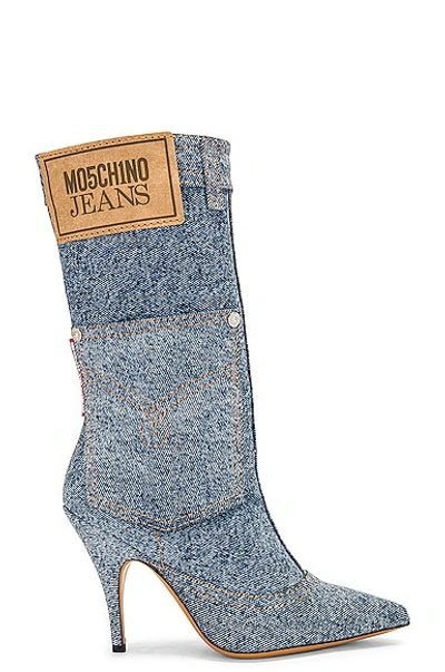 Moschino Jeans Denim Ankle Boot In Blue