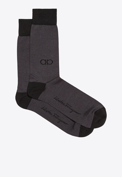 Ferragamo Gancini Jacquard Socks In Grey
