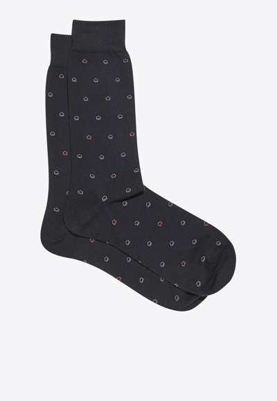 Ferragamo Medium Gancini Jacquard Sock In Grey