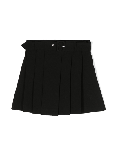 Twinset Kids' Belted Pleated Miniskirt In Black