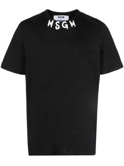 Msgm Logo-print Cotton T-shirt In ブラック