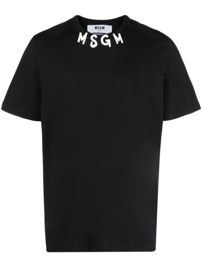 Msgm Logo Crew Neck T-shirt In Black