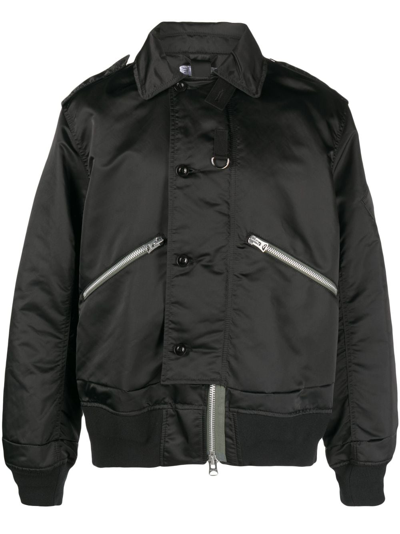 Sacai Zip-up Cotton-blend Bomber Jacket In Black
