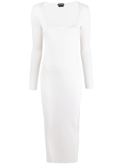 Tom Ford Cashmere And Silk-blend Midi Dress In White