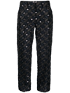 Fabiana Filippi Patterned-jacquard Cropped Trousers In Blue