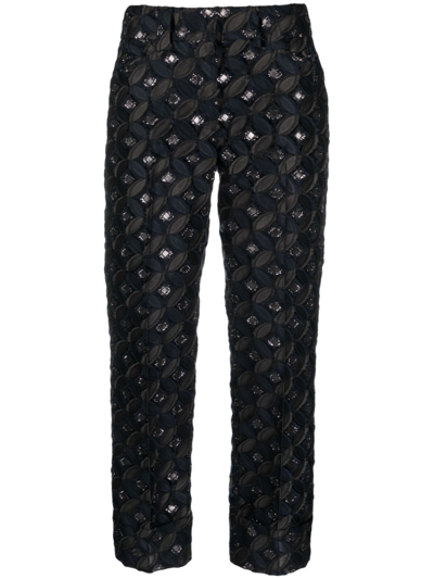 Fabiana Filippi Patterned-jacquard Cropped Trousers In Metal