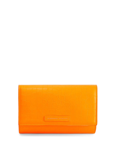 Giuseppe Zanotti Wendy Crocodile-effect Clutch Bag In Orange