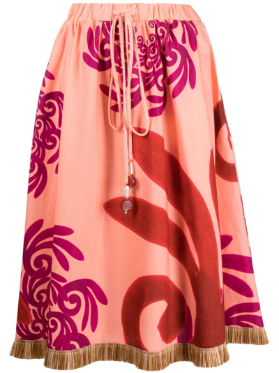 Themis Z Gr Floral-print High-waist Skirt In Orange
