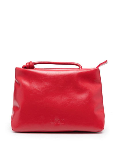 Msgm Puffy Faux-leather Clutch Bag In Red