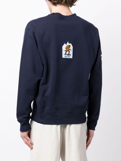 A Bathing Ape Logo-patch Cotton Sweatshirt In Blue
