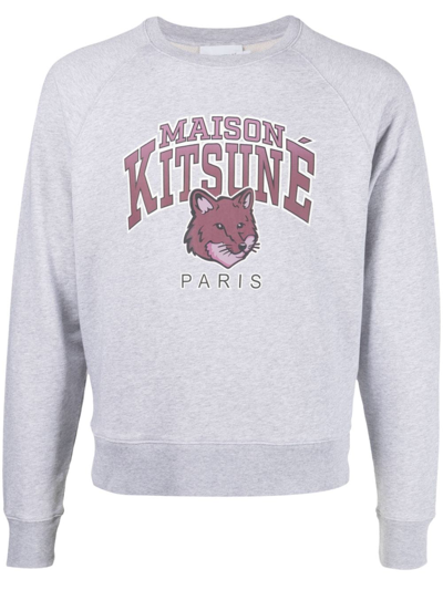 Maison Kitsuné Light Grey Cotton College Fox Sweatshirt | ModeSens