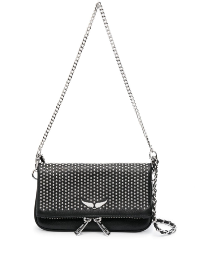 Zadig & Voltaire Rock Studded Leather Crossbody Bag In Black