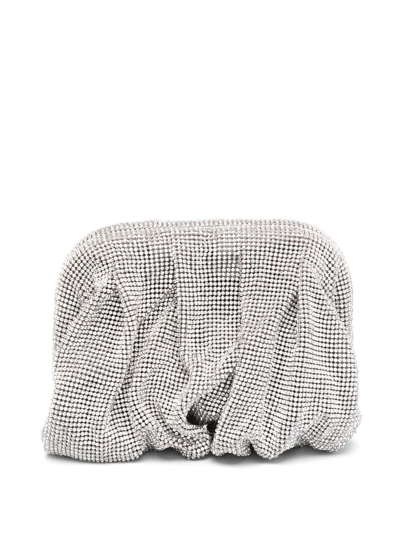 Benedetta Bruzziches Rhinestone-embellished Draped Clutch Bag In White