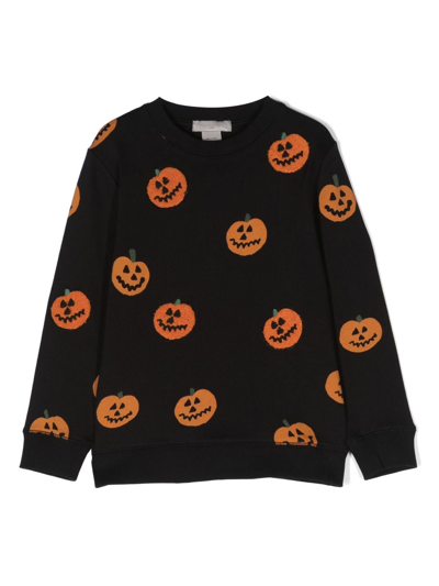 Stella Mccartney Kids' Pumpkin-print Cotton Sweatshirt In Black