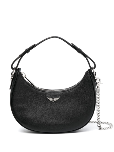 Zadig & Voltaire Logo-plaque Leather Crossbody Bag In Black