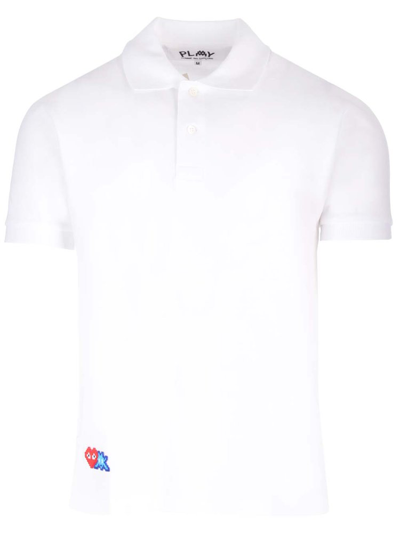 Comme Des Garçons Play Short Sleeved Polo Shirt In White