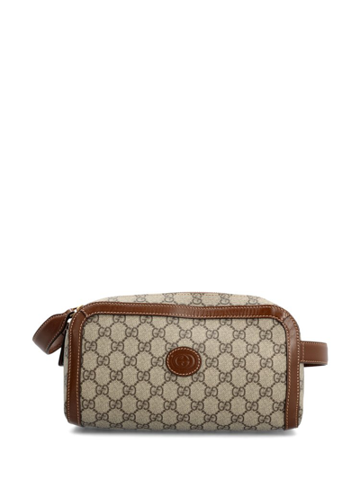 Gucci Gg Printed Toiletry Case In Brown