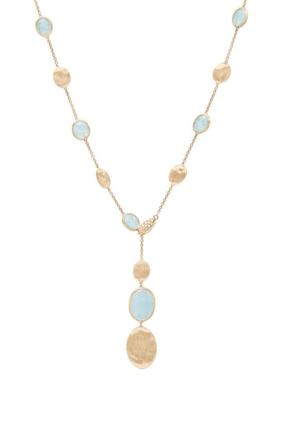 Marco Bicego 18k Yellow Gold Siviglia Aquamarine & Diamond Lariat Necklace, 16.5-18l In Blue/gold