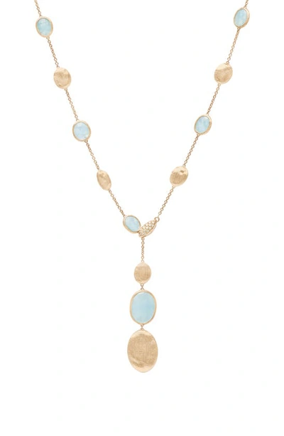 Marco Bicego 18k Yellow Gold Siviglia Aquamarine & Diamond Lariat Necklace, 16.5-18l