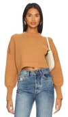 Free People Easy Street Crop Pullover In Tan