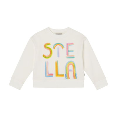 Stella Mccartney Kids Logo Rainbow Sweatshirt In White