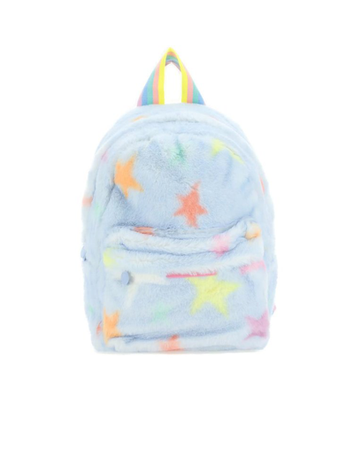 Stella Mccartney Kids' Faux-fur Recycled Polyester Backpack In Blue