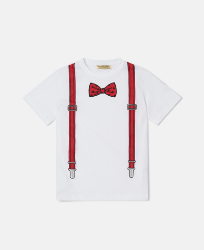 Stella Mccartney Kids' Bow Tie And Suspender Print T-shirt In White