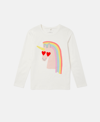 Stella Mccartney Kids' Rainbow Unicorn Long Sleeve T-shirt In Ivory