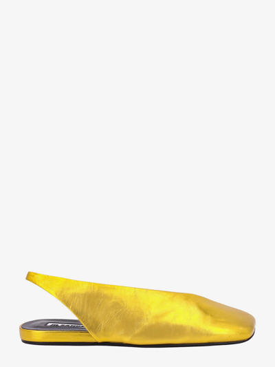 Jil Sander Square-toe Metallic Ballerina Shoes In Gold