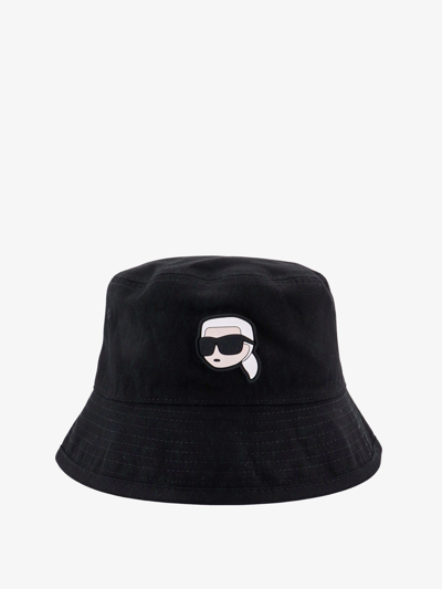 Karl Lagerfeld Logo-patch Bucket Hat In Black